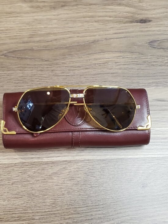 Cartier Santos Vendôme Aviator Sunglasses – Vintage Authentic Gold Frame w/ Case main image 6